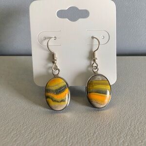 Bumblebee Jasper dangle sterling silver earrings